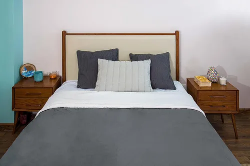 Miniatura 5 de Mintra Home Sherpa - Manta de franela súper suave (gris oscuro, 70 x 86 pulgadas grande))