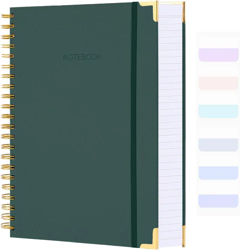 Miniatura 14 de Cuaderno de espiral, diario de cuero de tapa dura para mujeres y hombres, cuadernos gruesos de 300 páginas con rayas universitarias para el trabajo