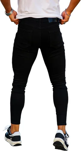 Miniatura 3 de Gingtto jeans entallados elásticos para hombre, de corte ajustado, rasgados, gastados