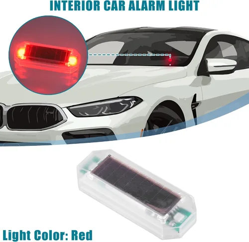 Miniatura 2 de Alarma simulada de energía solar universal para coche, seguridad antirrobo LED intermitente luz de advertencia falsa lámpara roja transparente