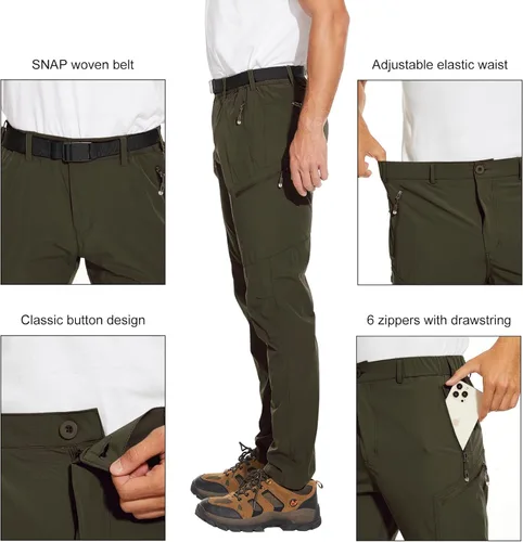 Miniatura 3 de Arunlluta Pantalones de senderismo para hombre, pantalones de viaje para senderismo, resistentes al agua, pantalones de trabajo para hombre