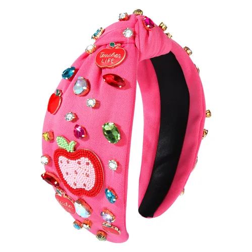 Miniatura 11 de NVENF Diadema para profesora para mujer, diadema anudada con perlas de cristal, trajes de regreso a clases, accesorios, regalos de agradecimiento