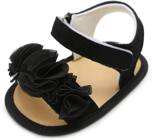 COSANKIM Sandalias de verano para bebés y niñas con suela suave de flores, zapatos de vestir para cuna, recién nacidos, para recién nacidos, para