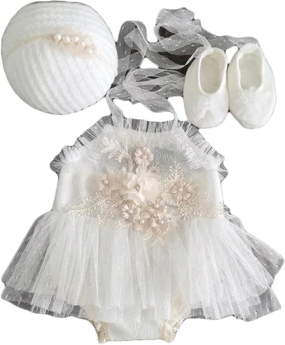 Miniatura 6 de Trajes de fotografía para recién nacidos, accesorios de fotografía para recién nacidos, diadema de tutú de encaje, traje de sesión de fotos