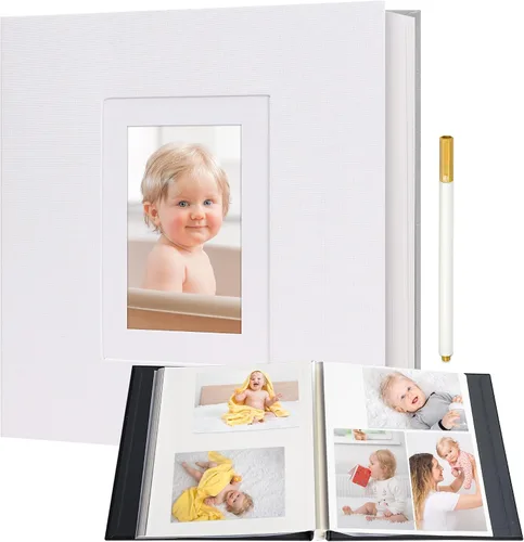 Miniatura 10 de Vienrose Álbum de fotos autoadhesivo para fotos de 2 x 3, 4 x 6, 5 x 7, 8 x 10 pulgadas, 40 páginas en blanco, cubierta de lino, libro de recuerdos