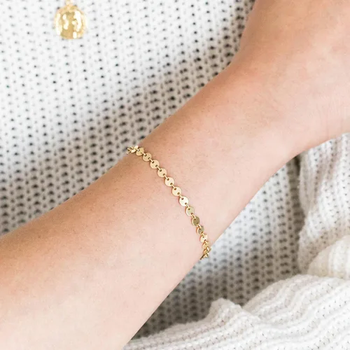 Miniatura 3 de DeScount - Pulsera de cadena de elegante oro para mujer, pulseras de cadena individual o en capas, con eslabón de dije de corazón, karma, triángulo
