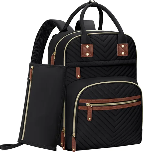 Miniatura 8 de Tenot Mochila de Pañales para Mujeres con Cambiador, Bolsa de Bebé con Bolsillos Aislados, Bolsas de Pañales Multifuncionales para Niña y Niño, Gris