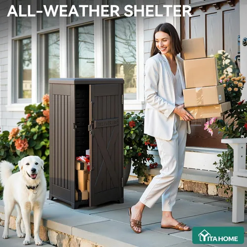 Miniatura 4 de Yitahome Caja de entrega y almacenamiento de paquetes grandes de 60 galones, caja de entrega de paquetes de doble pared de resina para exteriores e