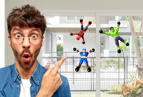 Miniatura 3 de JA-RU Spiderman & Avengers Window Crawler - Escaladores de pared (3 unidades, 6 héroes) Marvel Avengers Superheroes Fidget Toy Wall Walker Climber
