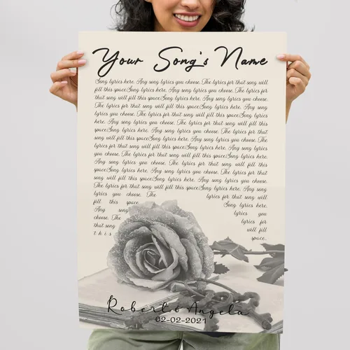 Miniatura 4 de H-DEWALL póster personalizable con letra de tu canción favorita y foto, lienzo inspirador con marco, arte de pared, regalo romántico para mujer