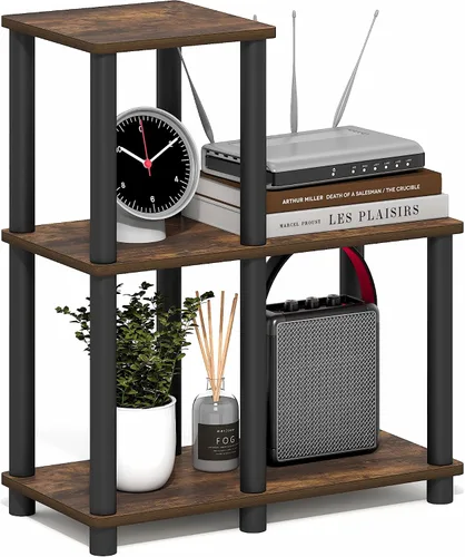 Miniatura 7 de Furinno Turn-N-Tube - Estantería decorativa, color roble francés gris/negro Roble Francés/Negro