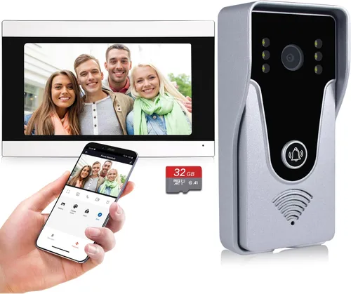 Miniatura 10 de Sistema de intercomunicador de puerta de vídeo IP inalámbrico, monitor WiFi de 7 pulgadas con cámara de puerta HD metálica (alimentación por cable)