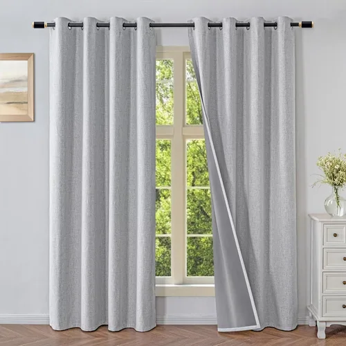 Miniatura 20 de Cortinas opacas para sala de estar, cortinas 100% opacas de 90 pulgadas de largo, juego de 2 paneles de 2 paneles, con aislamiento térmico, pestaña