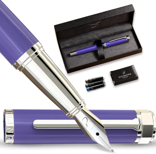 Miniatura 14 de Ellington Pens Juego de pluma estilográfica de lujo, punta fina y suave, incluye 3 cartuchos de tinta, convertidor de tinta recargable, caja de El