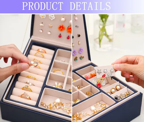 Miniatura 4 de ARIYIBO Joyero para aretes, cajas de joyería para mujeres y hombres, organizador de aretes, organizador de aretes para niñas y mujeres, caja
