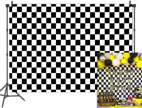 Miniatura 5 de Fondo de fotografía con textura de carreras en blanco y negro, tablero de ajedrez, cabinas fotográficas, accesorios de estudio, bandera a cuadros
