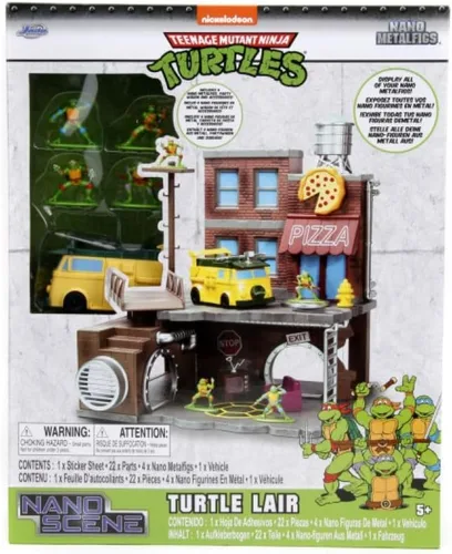 Miniatura 2 de Teenage Mutant Ninja Turtles Turtle Lair Nano Scene con figuras coleccionables fundidas a presión de 1.65 pulgadas, juguetes para niños y adultos