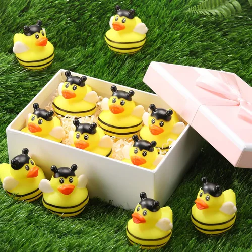 Miniatura 7 de Jexine 24 piezas de patos de goma, 4 estilos, juguetes de goma, divertidos y adorables, regalos de juguete para fiesta de cumpleaños, juguetes