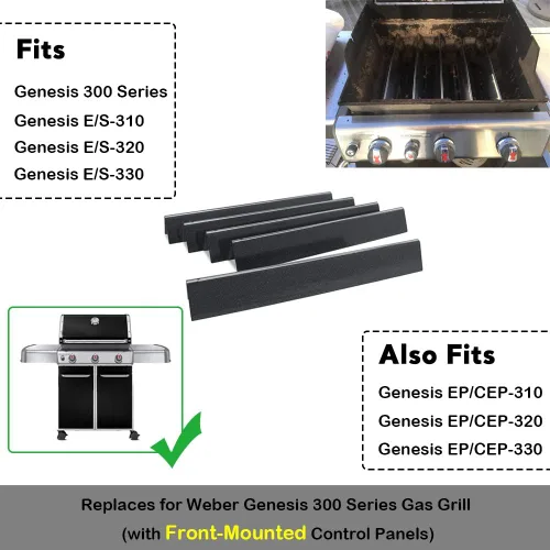 Miniatura 3 de Uniflasy Piezas de parrilla para barras aromatizadoras Weber Genesis para Genesis serie 300, acero de porcelana de 17.5 pulgadas para placas