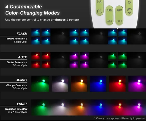Miniatura 4 de Pactrade Marine Tapón de drenaje multicolor, luz LED para barco - NPT 1/2 pulgadas-14 IP68 RGB kit con control remoto - 20 colores, 4 modos