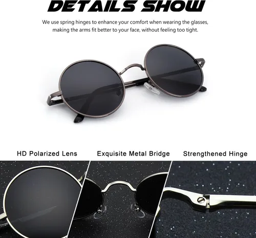 Miniatura 100 de CGID Gafas de sol unisex polarizadas redondas E01 Lennon