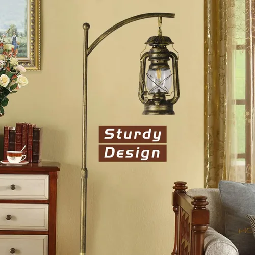 Miniatura 7 de beaysyty Lámparas de Pie Ajustables Estilo Granja con Bandeja Farol Lámpara Alta de Pie para Dormitorio Decoración del Hogar para Oficina Café Den