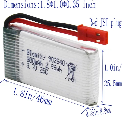 Miniatura 2 de Blomiky Paquete de 5 baterías recargables de 3.7 V 800 mAh 25C Li-po JST y placa 4 en 1 para MJX X300C X400W X600 X800 RC Quadcopter Drone / 3.7V