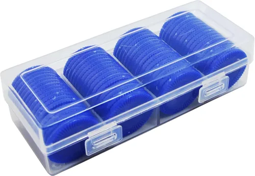 Miniatura 6 de Smartdealspro 64 unidades de 1.260 in/1.26 pulgadas de plástico opaco para contadores de aprendizaje, mini fichas de póquer con caja de Azul oscuro