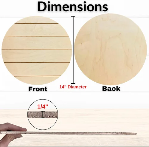 Miniatura 2 de Redondas de madera sin terminar para manualidades, paquete de 2 círculos de madera reversibles de 14 pulgadas de diámetro con chapa de madera real