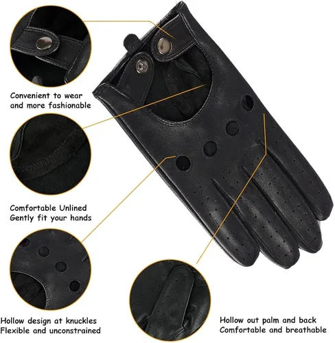 Miniatura 3 de Guantes de conducción de cuero sin forro para pantalla táctil para hombre