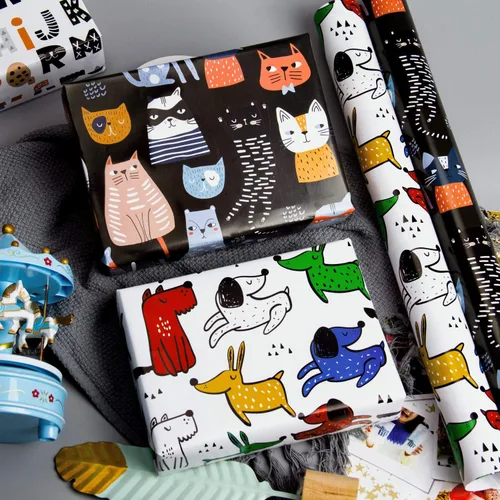 Miniatura 6 de WRAPAHOLIC Hoja de papel de regalo, 12 hojas con bonito diseño de animales para cumpleaños, vacaciones, fiestas, baby shower, 17.5 x 39.3 pulgadas