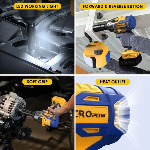 Miniatura 3 de ACROPOW - Llave de impacto inalámbrica compatible con batería DEWALT 20V MAX, 1/2 pulgada, pistola de impacto de alto par sin escobillas de 665