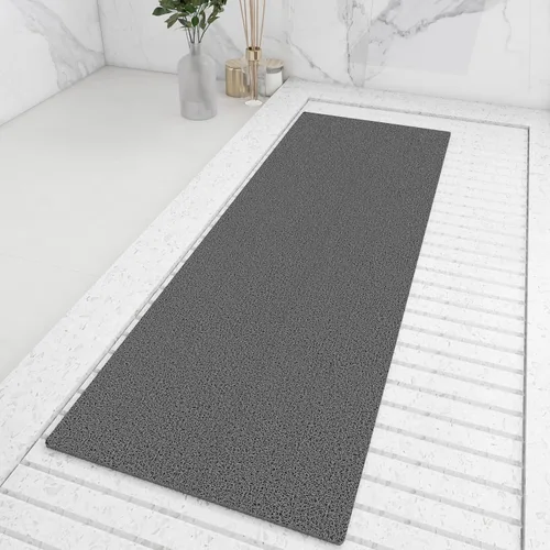 Tapete de Bañera Antideslizante, Tapetes de Ducha de 47x17 Pulgadas para Interior de Ducha, Tapete de Baño de PVC Loofah de Secado Rápido con