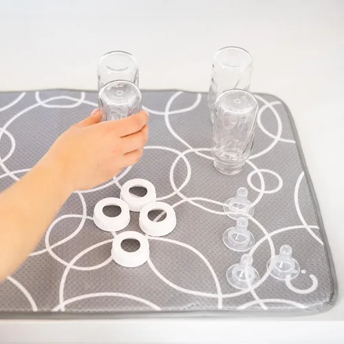 Miniatura 3 de Ubbi Tapete de secado de platos de microfibra, tapete de secado de biberones, tapete para encimera de cocina, paquete de 2