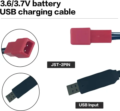 Miniatura 3 de Cable de carga USB de 3.7 V con enchufe JST de 2 pines compatible con automóvil RC, avión, tanque, barco y otros juguetes de control remoto