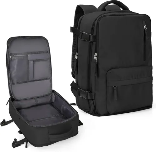 Miniatura 12 de coowoz Mochila de viaje para mujeres y hombres, aprobada por aerolíneas, mochila de mano grande, mochila de senderismo impermeable, mochila b-Gris