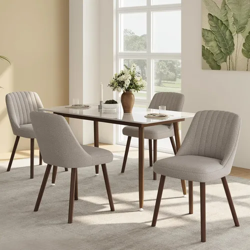 Miniatura 9 de MALOL Juego de 2 sillas tapizadas para comedor, sillas modernas de tela para cocina con respaldo, patas de madera para cocina, comedor, restaurante
