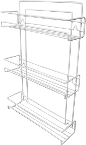 Miniatura 7 de Evelots Estante para especias de 3 niveles, montaje en puerta/pared, metal recubierto resistente, hasta 18 botellas