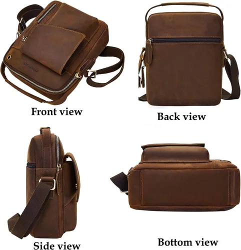 Miniatura 4 de IVESIGN Bolso bandolera para hombres y mujeres, bolso de hombro de cuero Crossbody