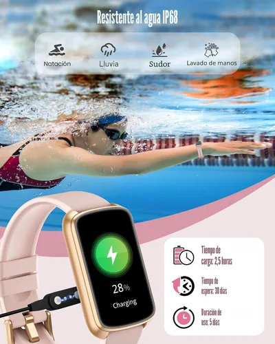 Miniatura 7 de Monitor de actividad física, reloj inteligente para mujeres y hombres con monitor de frecuencia cardíaca, presión arterial, oxígeno en sangre