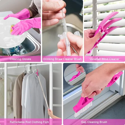 Miniatura 6 de Plumeros de microfibra para limpieza, plumeros con poste de extensión, plumeros flexibles y lavables para ventiladores de techo alto, persianas