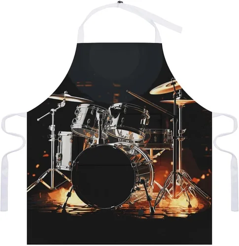Miniatura 7 de Personalized Drummer Adult Apron, Kitchen Cooking Aprons for Woman Man, Adjustable Bib Apron with Pocket for Baking, BBQ Crafting Outdoors, Dining