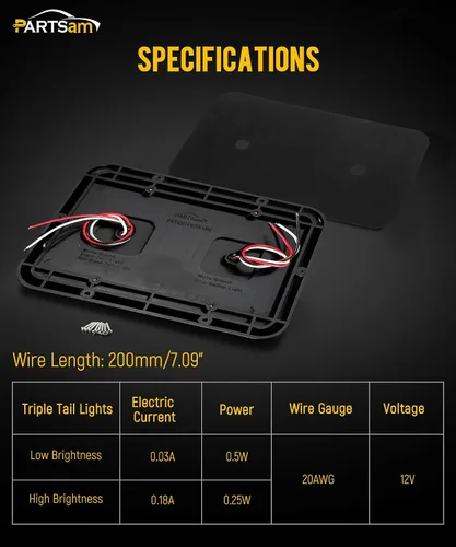 Miniatura 4 de Partsam 2X Luces Traseras Dobles para RV, Camión Camper y Remolque, 24-2835 LED, Montaje en Superficie Horizontal y Vertical, Luz Trasera Roja, Rojo
