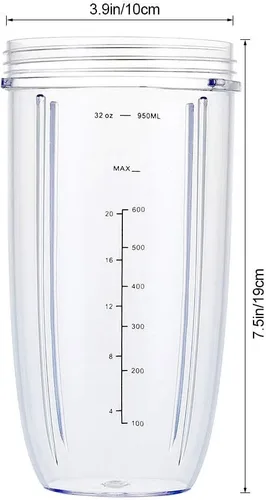 Miniatura 4 de Vasos de repuesto para licuadora Nutribullet de 32 onzas con 2 tapas abatibles para llevar y 2 juntas de goma, compatibles con licuadoras Nutri