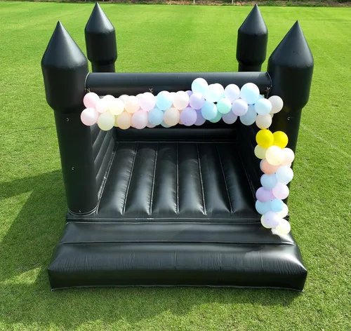 Miniatura 9 de Casa de Rebote Negra para Adultos y Niños, Casa de Rebote de Grado Comercial de PVC de 13.5 pies x 11.5 pies x 10 pies con Soplador Potente de 750W