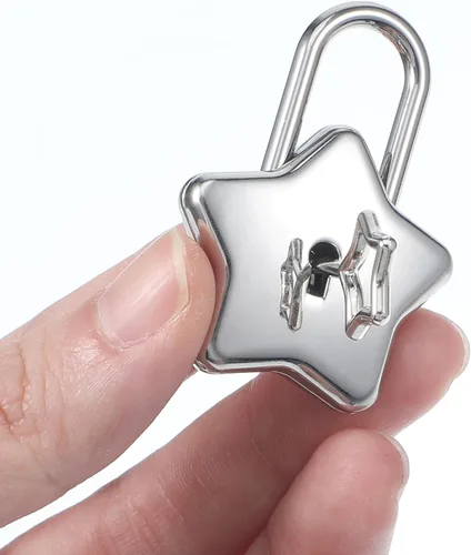 Miniatura 3 de Mabor - Cerraduras pequeñas con llaves, 2 candados pequeños en forma de estrella con llaves para diario, libro, joyero, bolso, bolso, equipaje, caja