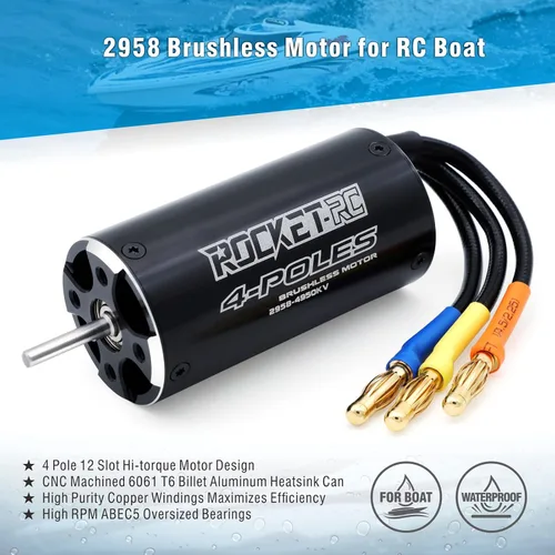 Miniatura 2 de 2958 Motor de barco RC sin escobillas, Superar Hobby 4950KV Motor sin escobillas con juego de enfriamiento para barco RC