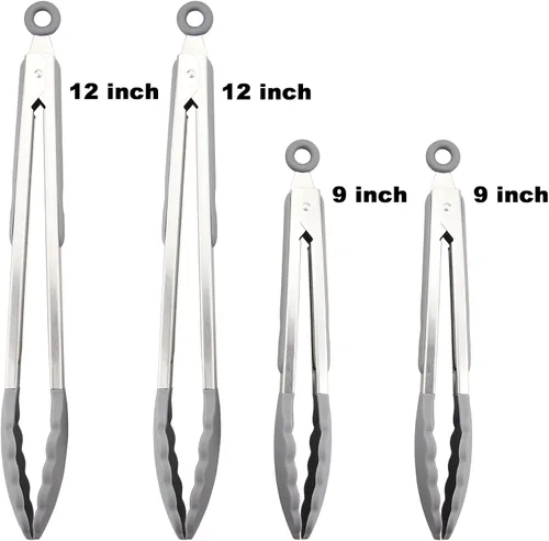 Miniatura 5 de Aqua Sky - Paquete de 4 pinzas de cocina Aqua Sky, de silicona de alta calidad, sin BPA, antiadherentes, acero inoxidable, para cocinar a