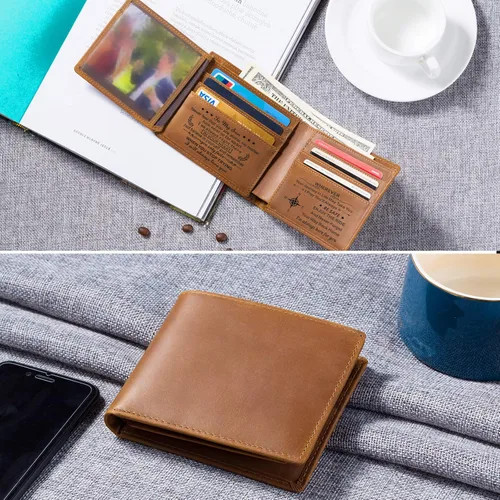 Miniatura 5 de Cartera de cuero grabada personalizada para hombre para marido, papá, hijo, novio, enamorado regalos personalizados