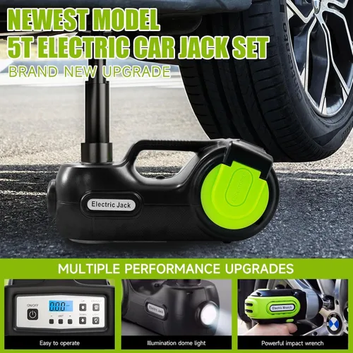Miniatura 3 de E-HEELP Electric Car Jack Kit 5 ton 12V Hydraulic Car Jack Lift (Lifting Range: 5.3-14.17inches) with Impact Wrench Inflator Pump for Car SUV Sedan
